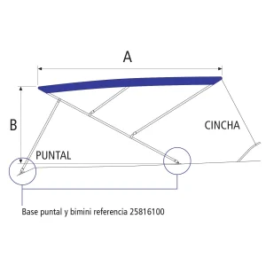 Bimini 3 arcos con puntales 2000 x 1550 x 1200 mm